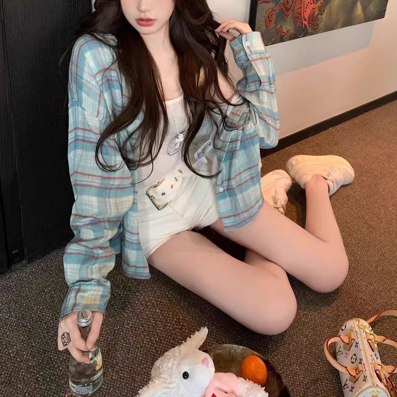 [R0 Plaid Series] Tonal and Practical Series, Soft and Waxy, Versatile, Loose Plaid Long-Sleeved Shirt