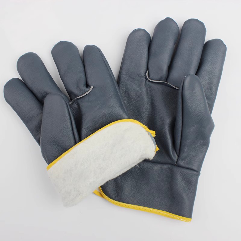 加棉保暖头层牛皮电焊手套耐磨柔软加厚加绒防烫手套防护劳保手套