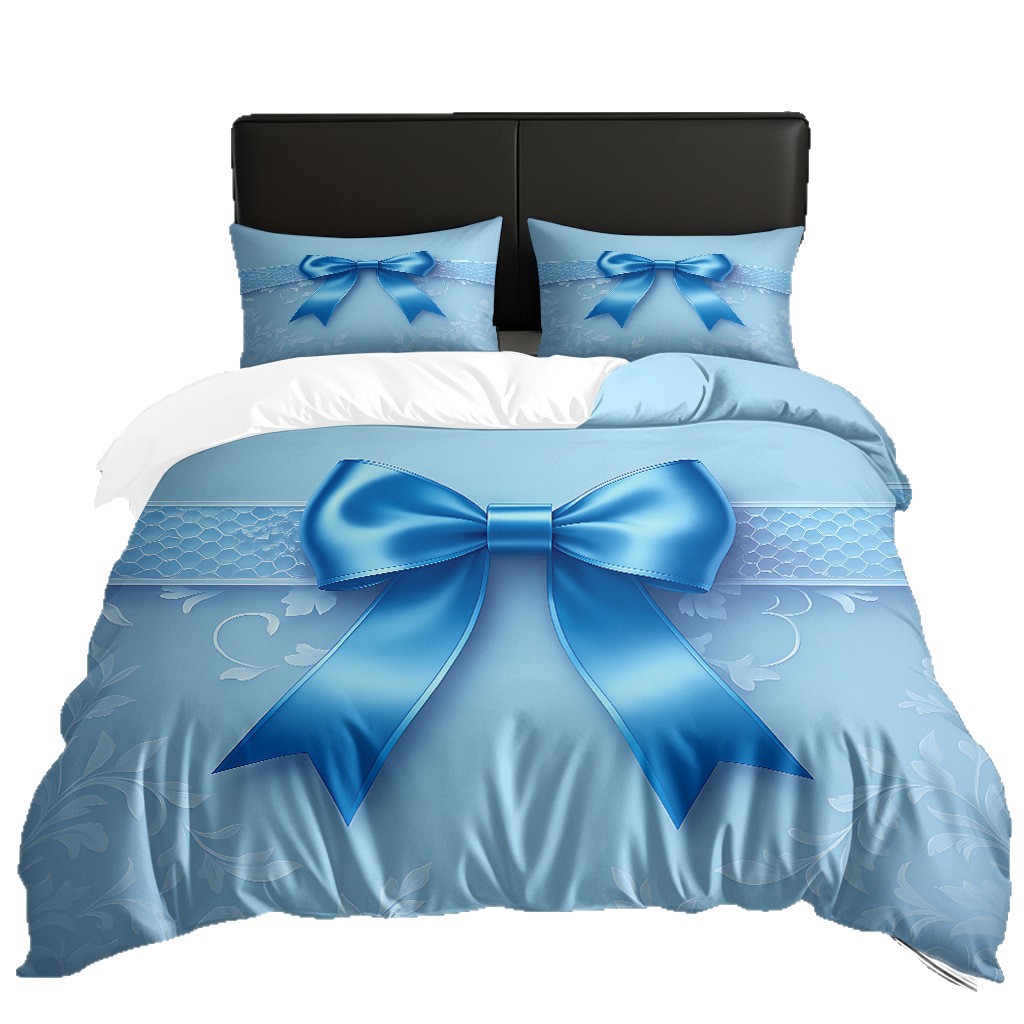 Ins Wind Pink Bow Digital Printed Colchón Set Pillow Cover Comercio electrónico transfronterizo preferido para adaptarse al modo JIT