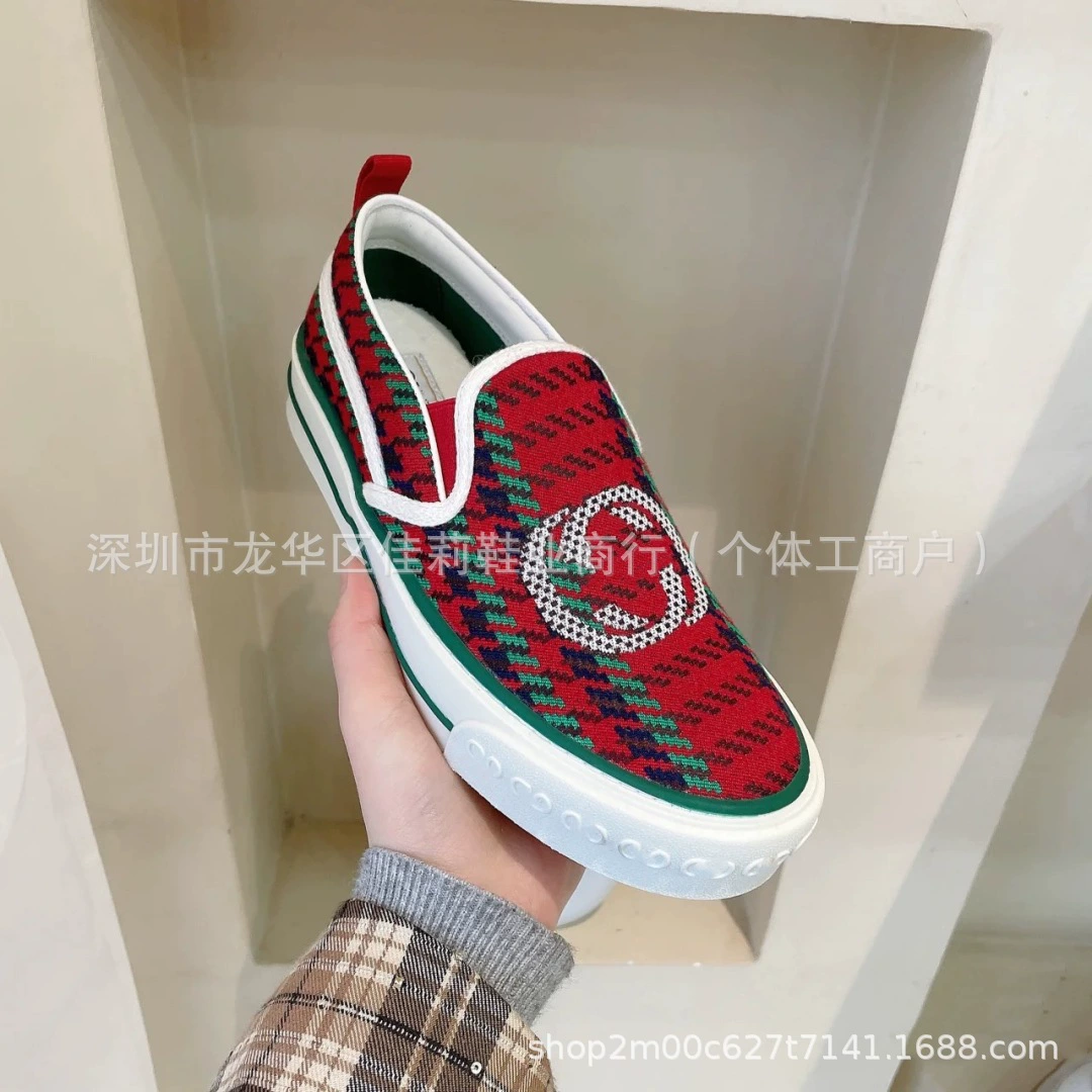 G Home 1977 холст Lefu обувь женская 2025 новая пресбиопия ткань одна педаль повседневная плоская английская коричневая буква