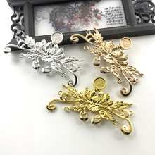 新款饰品配件凤蝶花挂件  古典发簪头饰凤冠莲花主体配件材料