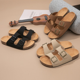 New Summer Cross-border PVC Buckle Leather Sandals Boken Flat Slippers Women's Half Slippers Thick Sole Outer Wear