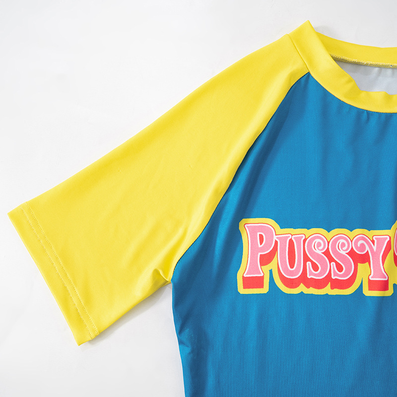 Women Letter Graphic Print Contrast Color round Neck Pullover Sexy Short Cropped Top T shirt