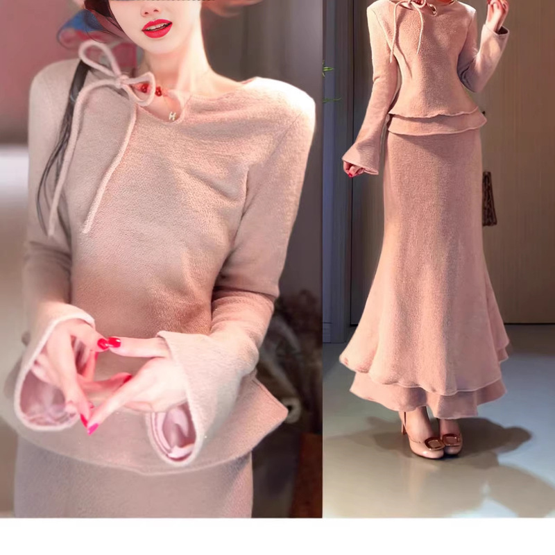 French-Style Cool and Elegant Rich Girl Vibe Miu-Style Outfit Knitted Dress for Women 2025 New Autumn and Winter Birthday Dress French-Style Cool and Elegant Rich Girl Vibe Miu-Style Outfit Knitted Dress for Women 2025 New Autumn and Winter Birthday Dress