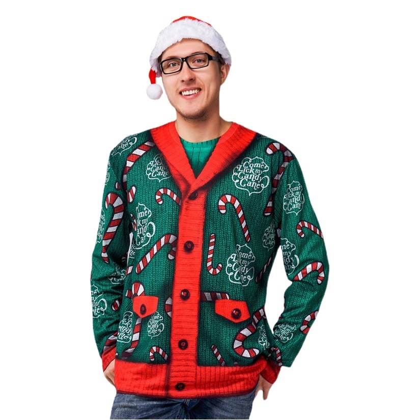 Navidad adulto hombres Navidad 3D impreso suéter de manga larga Camiseta etapa traje de rendimiento traje de cosplay ropa