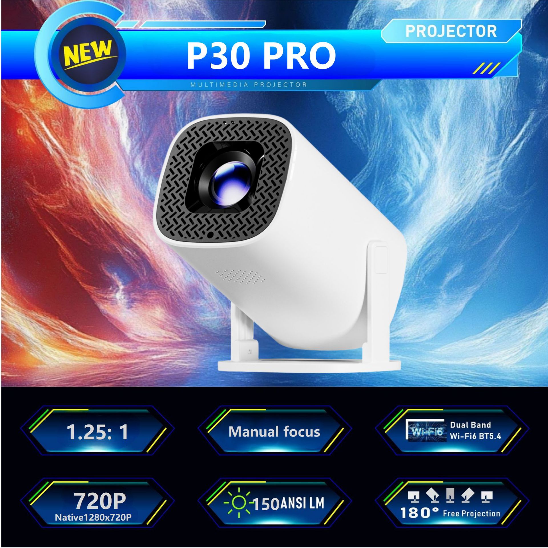 Cross-Border Hot-Selling P30Pro Wireless Same-Screen Android Version/Wired Same-Screen/Same-Screen On-Demand Home Portable Projection