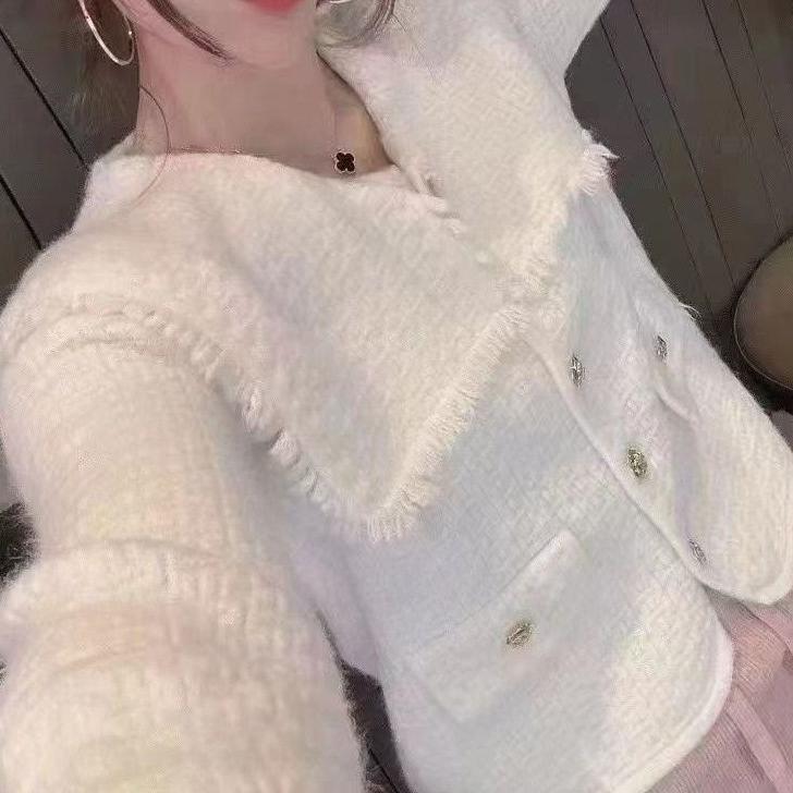 French-Style High-End Navy Collar Chanel-Style Cardigan Short Jacket for Women, Early Autumn 2025 New Fashionable Gold Button Top