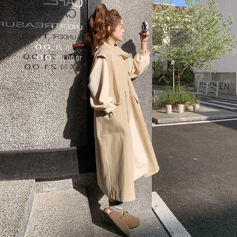 实拍工装风衣马甲卫衣连衣裙套装裙女春秋2025新款两件套学院风韩|undefined