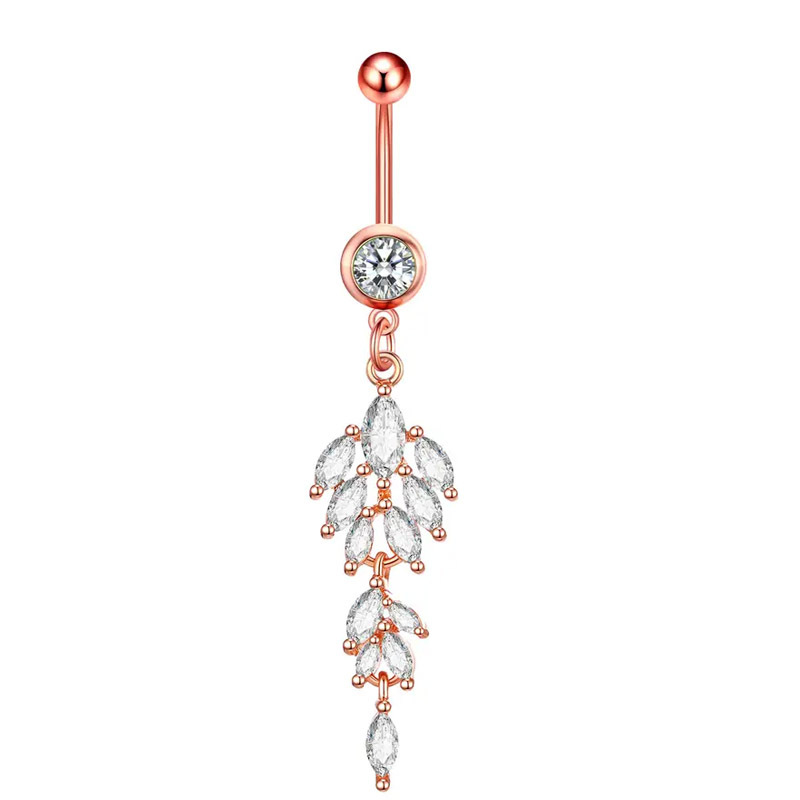 Anello con zircone lucido a forma di occhio di cavallo, gioiello per piercing alla moda, creativo, a forma di foglia d'albero_voghion.com