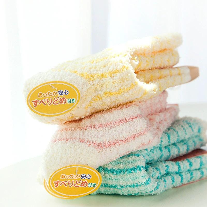 Носки антискользящие демисезонные с коралловым бархатом и мультяшным рисунком, массажные, утолщённые