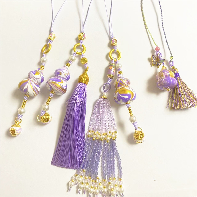 Lingyin Source Purple Gradient Lacquer Gourd Pearl Bell Pendant_voghion.com