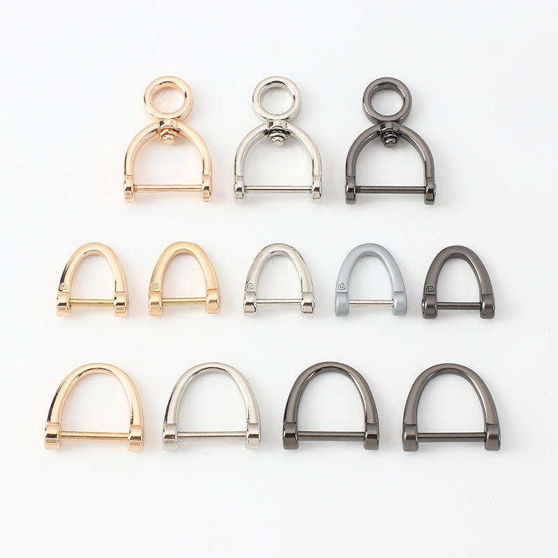 Hebilla Horseshoe en D para Bolsos 17mm de Aleación de Zinc Giratoria para Llaveros de Coche
