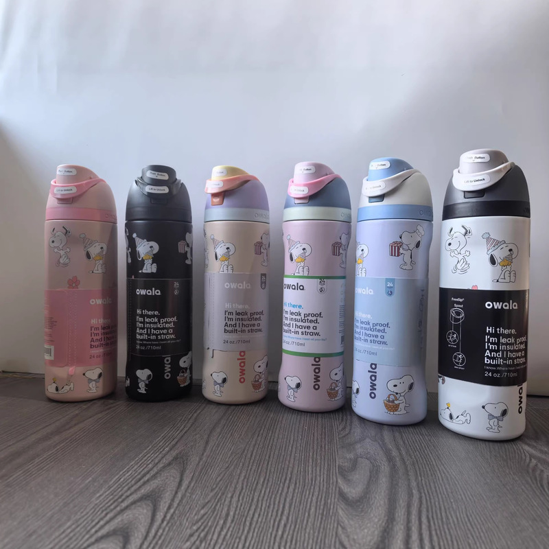 Owala Snoopy Pattern Cup, Same Model as on Amazon, Same Model as on Temu, Stainless Steel Portable Sports Water Bottle, Thermos Cup