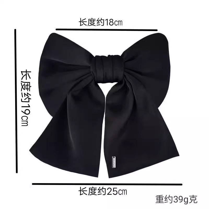 刘诗诗超大蝴蝶结发夹高级感黑色弹簧夹发饰韩版简约气质发卡|undefined