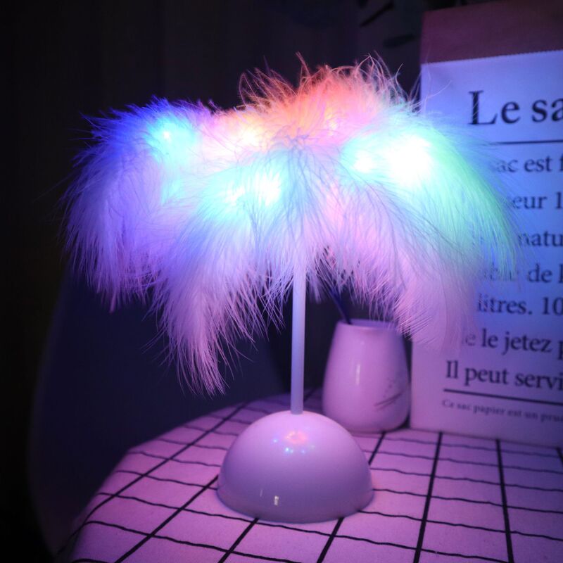 Led羽毛灯メーカー創意夜灯ベッドヘッドランプネット赤少女電気スタンドledランプ|undefined