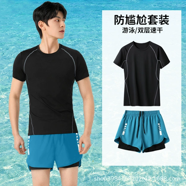 Blue shorts, J08, with short sleeve