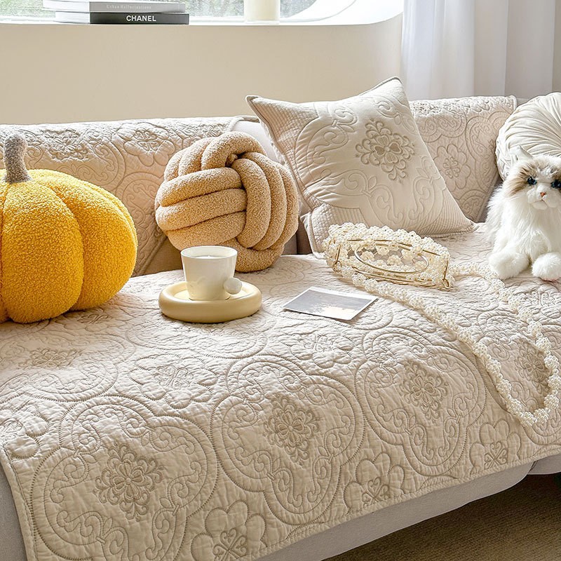 Yan Yan Lu Hua Ge Foreign Trade Pure Cotton French Retro Sofa Cushion Embroidered Seat Cushion Pure Cotton Cotton Sofa Cover Cover Towel