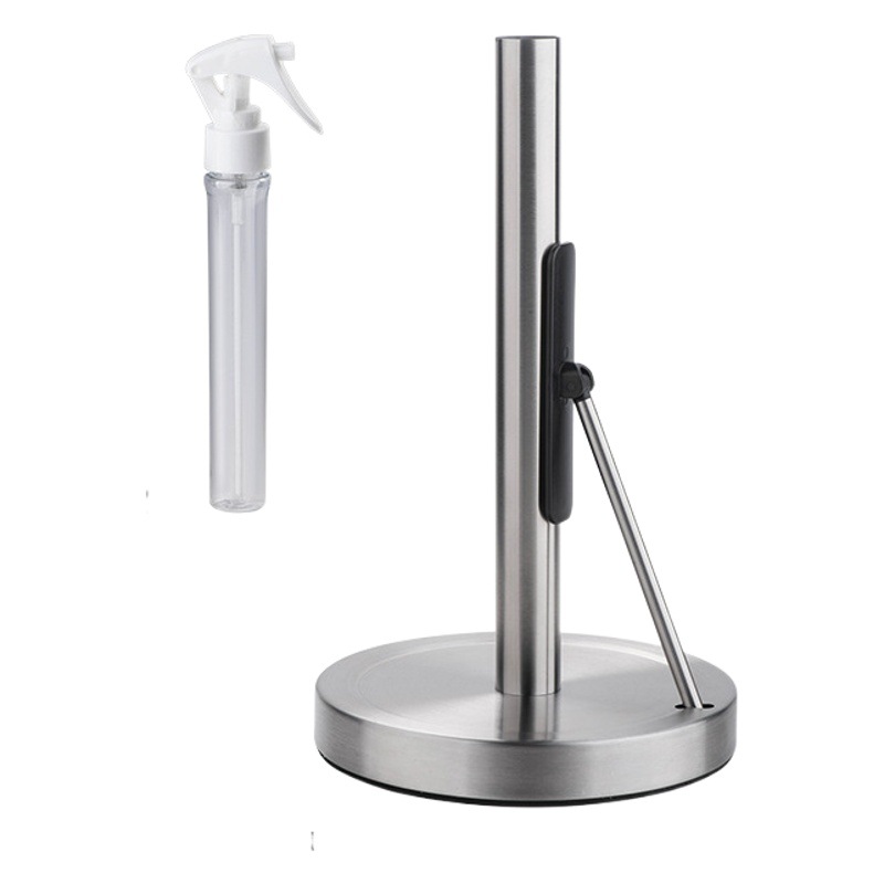 Soporte de papel de cocina de acero inoxidable soporte de papel de cocina vertical con botella de spray rack de almacenamiento de tejido soporte de papel de rollo de encimera