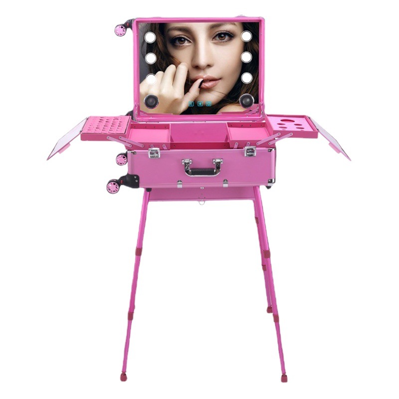 Caja cosmética de aleación de aluminio con carro ligero multifuncional tatuaje belleza Bluetooth carro caso maquillaje artista Caja de Herramientas