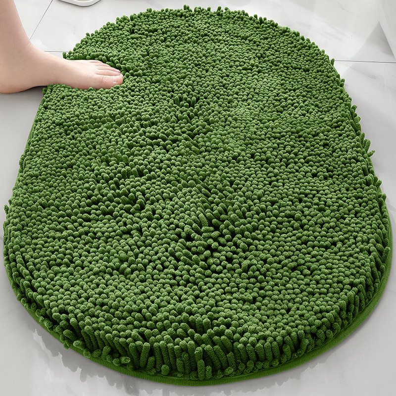 Alfombra absorbente de baño de chenilla ovalada Alfombra de pie de puerta de baño Alfombra antideslizante de entrada de baño Alfombra de dormitorio