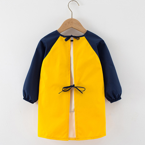 Children's aprons, boys' painting clothes, mid-length protective clothing, long-sleeved waterproof and oil-proof baby eating smocks, girls and older children
