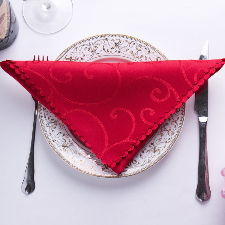 Polyester Catering Jacquard Napkin Cloth Hotel Wedding Banquet Folded Flower Double Hook Napkin Single Hook Cloth 48X48Cm