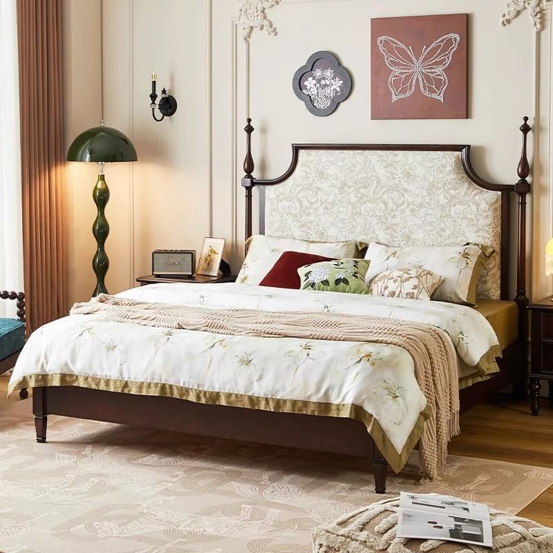 Retro American Modern Wooden Bed 1.8 Double Bed 1.5 Simple Antique French Anna Elegant Accessible Luxury Wedding Bed Bedroom