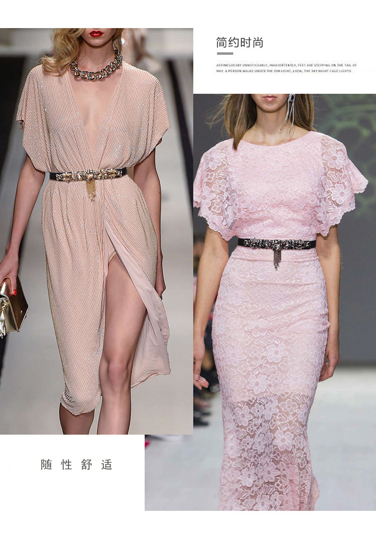 Rectangle Pattern Women's Fine Decorative Dress Belt Inlaid Rhinestone Fashion Girdle Wholesale