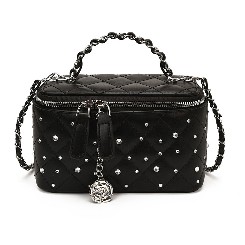 Cadena de diamante caja de mano pequeña bolsa cuadrada de mujeres ventas calientes nueva moda lujosa ligera versátil mochila