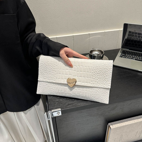 Hand-grabbed envelope bag for women with crocodile pattern and stylish horizontal style large-capacity wallet  new felt liner bag