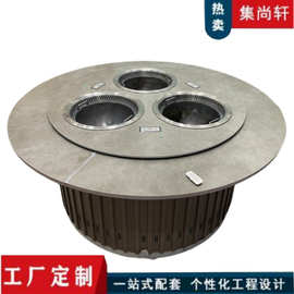 自净化铁锅炖灶台桌饭店无烟岩板柴火鸡地锅鸡专用灶实木烧气桌子