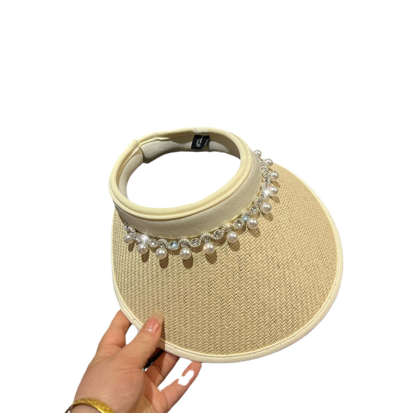 Korean version of Xiaoxiangfeng light luxury pearl rhinestone hollow top for women's summer outdoor travel, lightweight_voghion.com