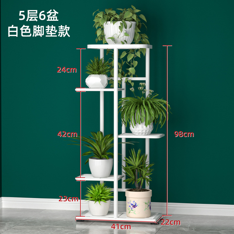 Estantes de flores de hierro en la Sala de estar balcón estantes de flores plegables multifuncionales estantes de macetas de flores de Luo verde estantes de macetas interiores de varias capas image 10