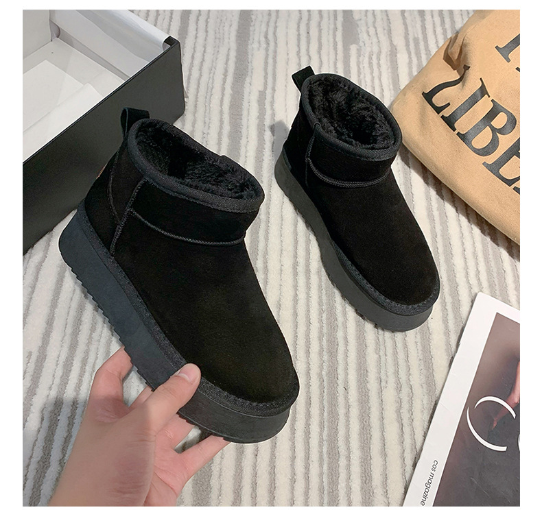 2023 new autumn and winter women's casual thick-soled snow boots plus velvet, thickening and heightening one-leg snow cotton shoes and cotton boots_voghion.com