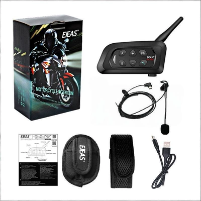 Referee Intercom Headset 4-Person | Motorcycle Helmet Headset - ejeas-v4cplus-typec-neutral-left-ear-ejeas-arm-bag-single-bag