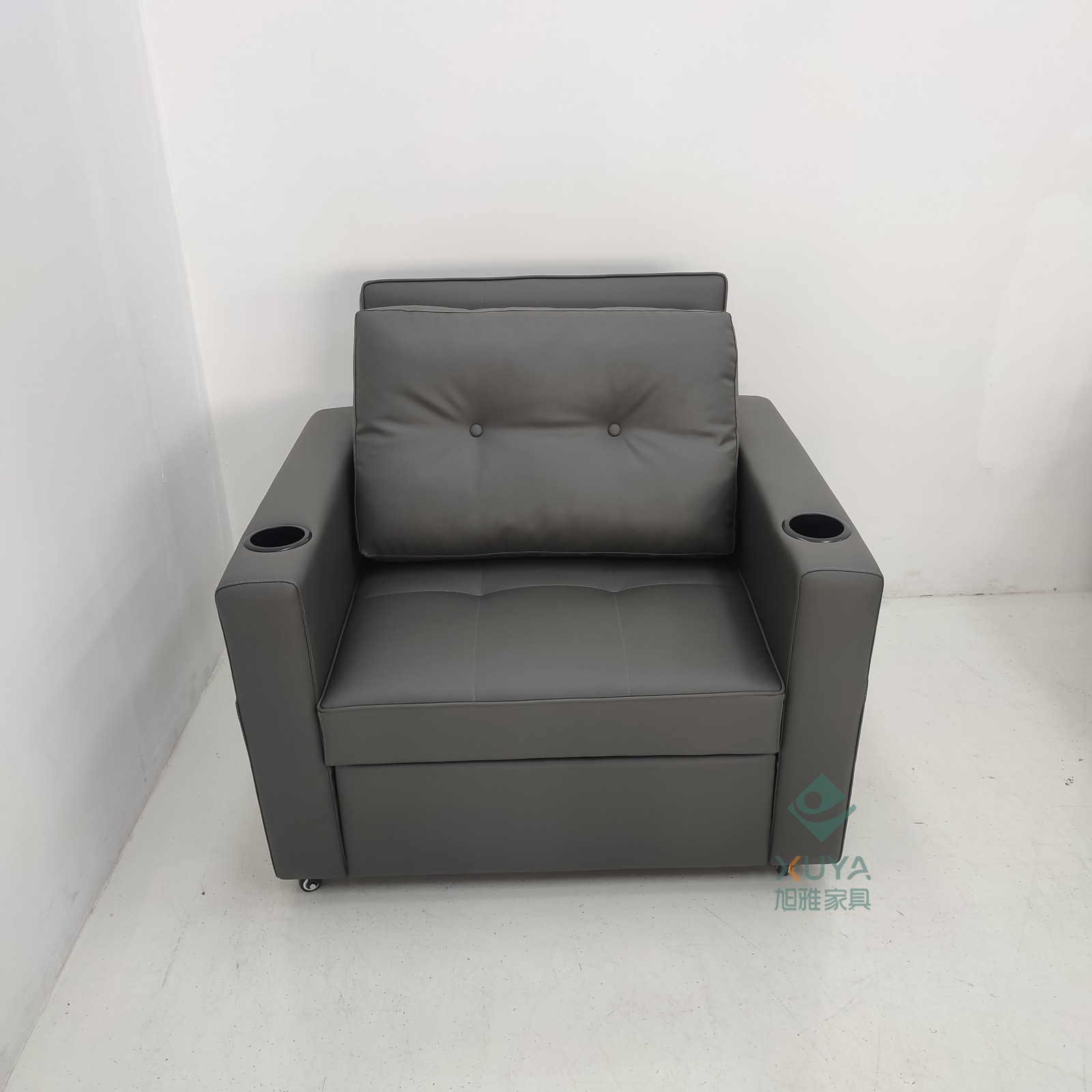 Sofá cama de cuero multifuncional para una persona, sala de estar, oficina, almuerzo, artefacto mágico con portatazas, sofá cama de cine privado