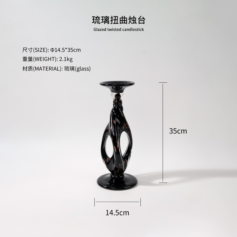 フランスのガラス燭台、ハイエンドのニッチでロマンチックな中世の装飾品、アートガラスの燭台、サイドテーブル、キャビネット、ソフトデコレーション|undefined