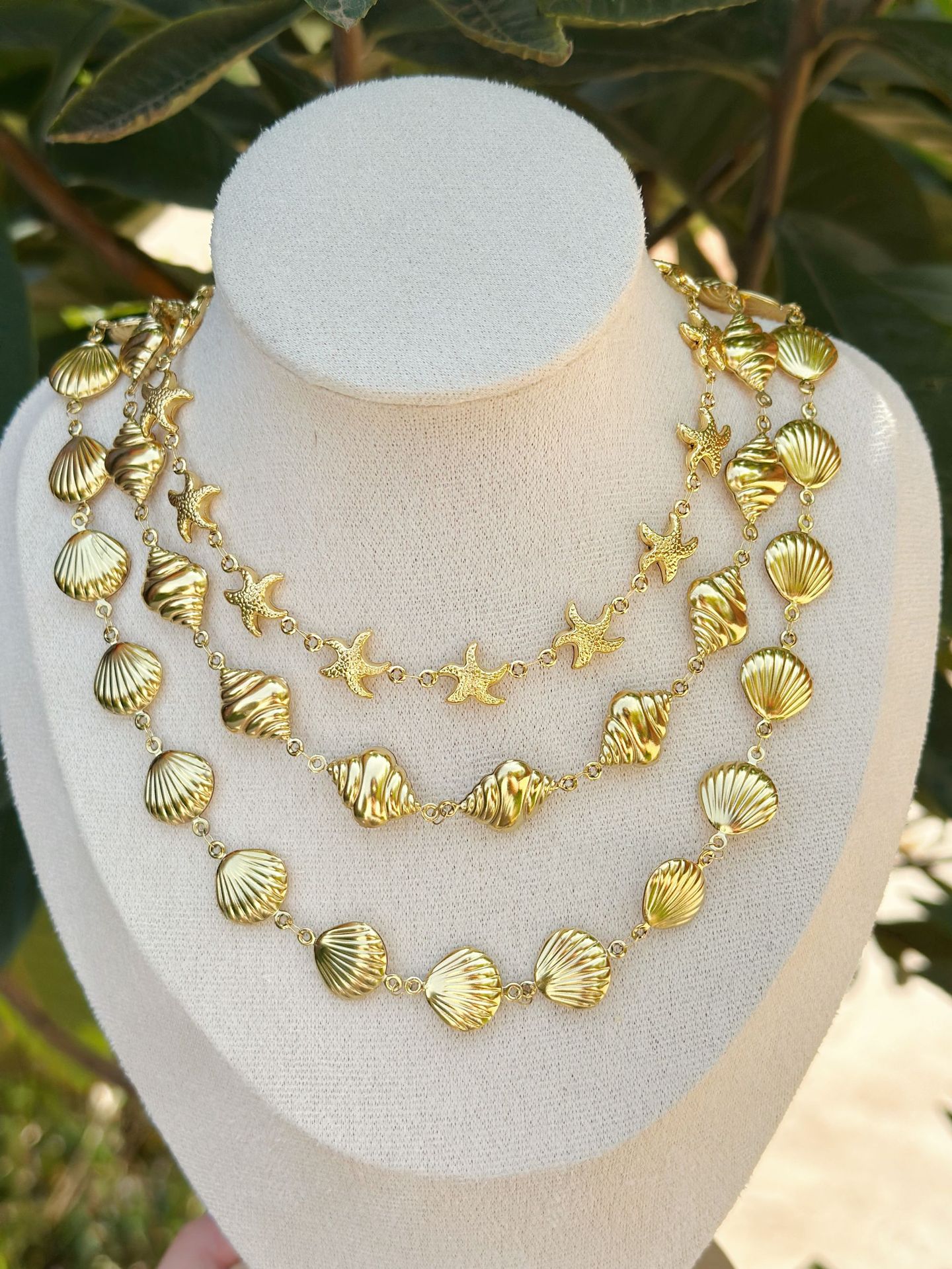 Wholesale Jewelry Vacation Simple Style Starfish Shell 304 Stainless Steel Plating Necklace display picture 1