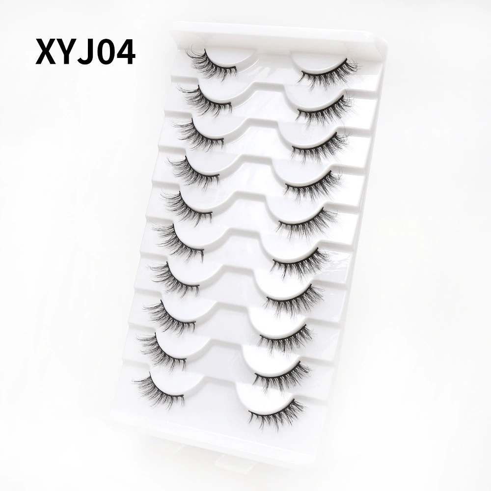 Плотные завитые наращенные ресницы, стиль кошачий глаз, 10 пар, Natural Volume