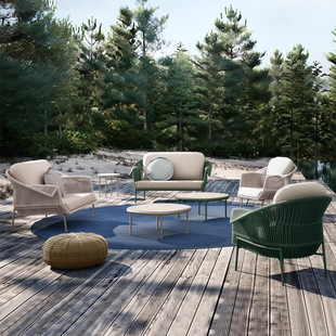 Outdoor rattan sofa coffee table combination balcony leisure small table and chair rocking chair three-piece set lazy courtyard garden furniture