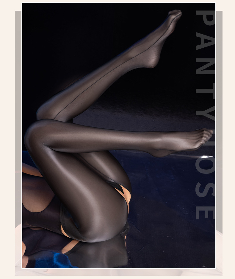 Tear-Resistant Open-Crotch Silk Stockings, Black Sheer Hosiery for Women, One Size — detail image 18