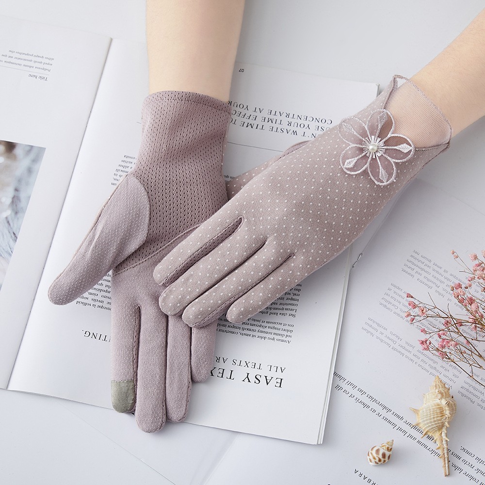 Guantes de protección solar para mujer nueva primavera y verano conducción estilo coreano encaje arco montar antideslizante guantes de pantalla táctil delgada