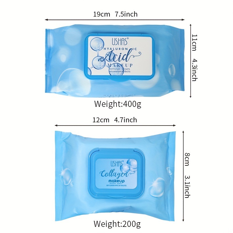 USHAS transfronterizo en stock 30/60 removedor de maquillaje desechable toallitas de limpieza facial