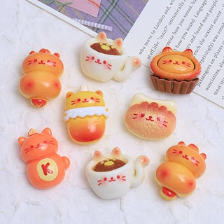 猫咪烤面包食玩卡通手工diy奶油胶树脂小配件饰品洞洞鞋扣材料包