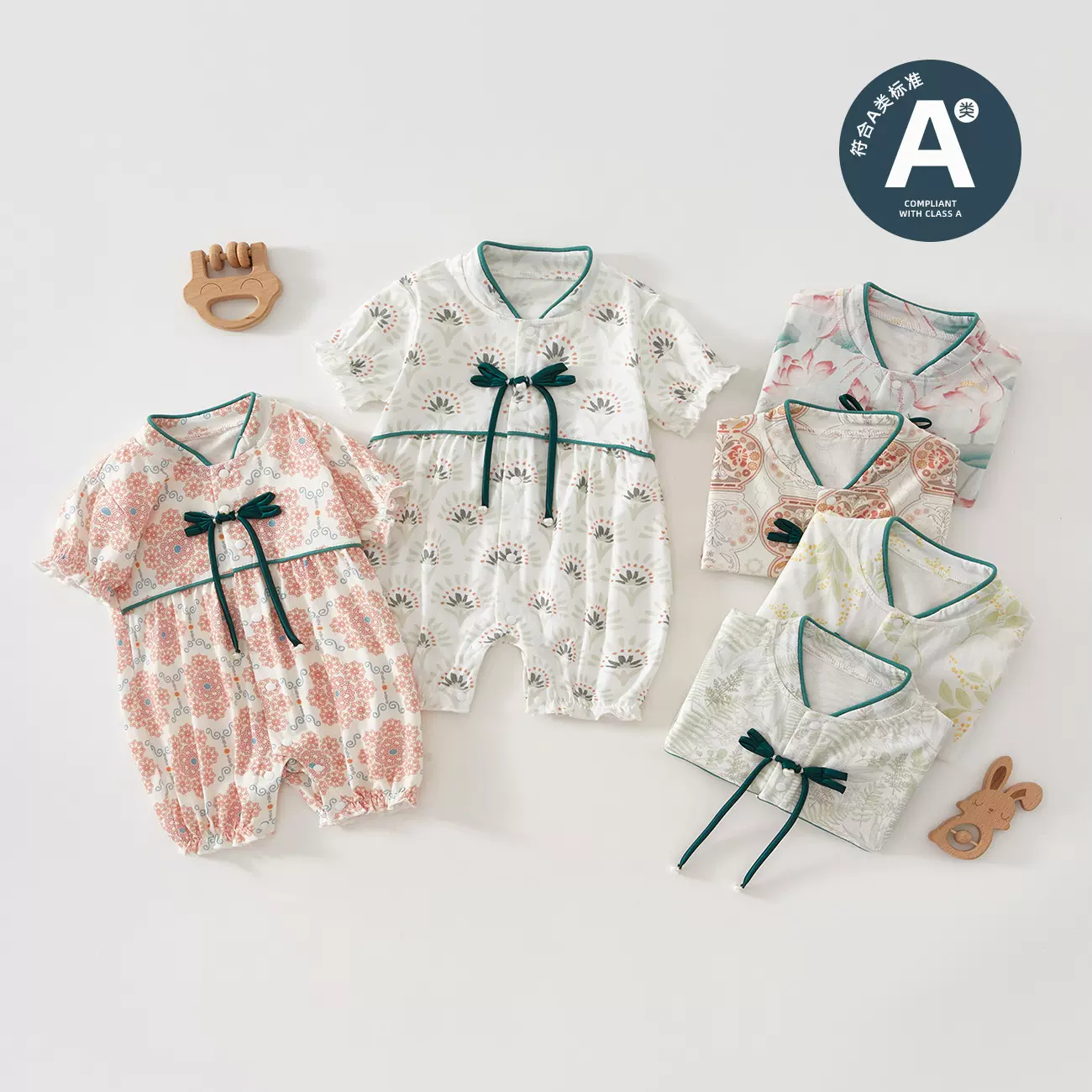 宝宝衣服女宝宝连体衣小童公主裙碎花爬爬服女宝宝外出哈衣国风