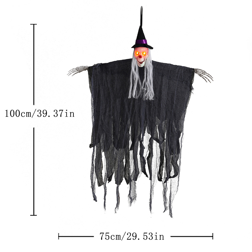 Nuevos productos transfronterizos Halloween activados por voz, esqueleto luminoso, fantasmas colgantes, accesorios de decoración, casa embrujada, habitación secreta, fiesta, complicado