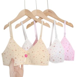 Spot Girls Junior High School Students Fixed Cup Kidsren's Intimates Cotton Cartoon Print Development Period Middle School Student Girl Bra