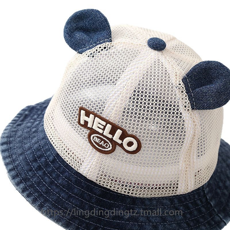 Sombrero de bebé sombrero de verano delgado sombrero de pescador de protección solar para niños y niñas mallas transpirables telas vaquerinas sombrero de sol