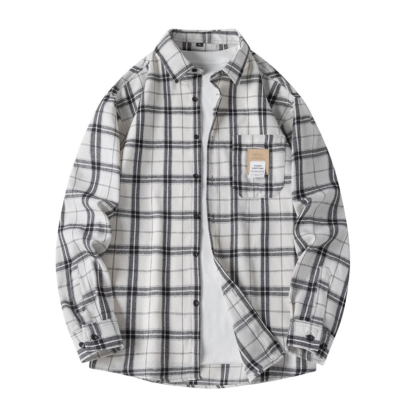 2024 Chaoshen Весенние новые рубашки модные клетчатые стиль повседневные дышащие пальто с длинными рукавами молодежные мужские топ