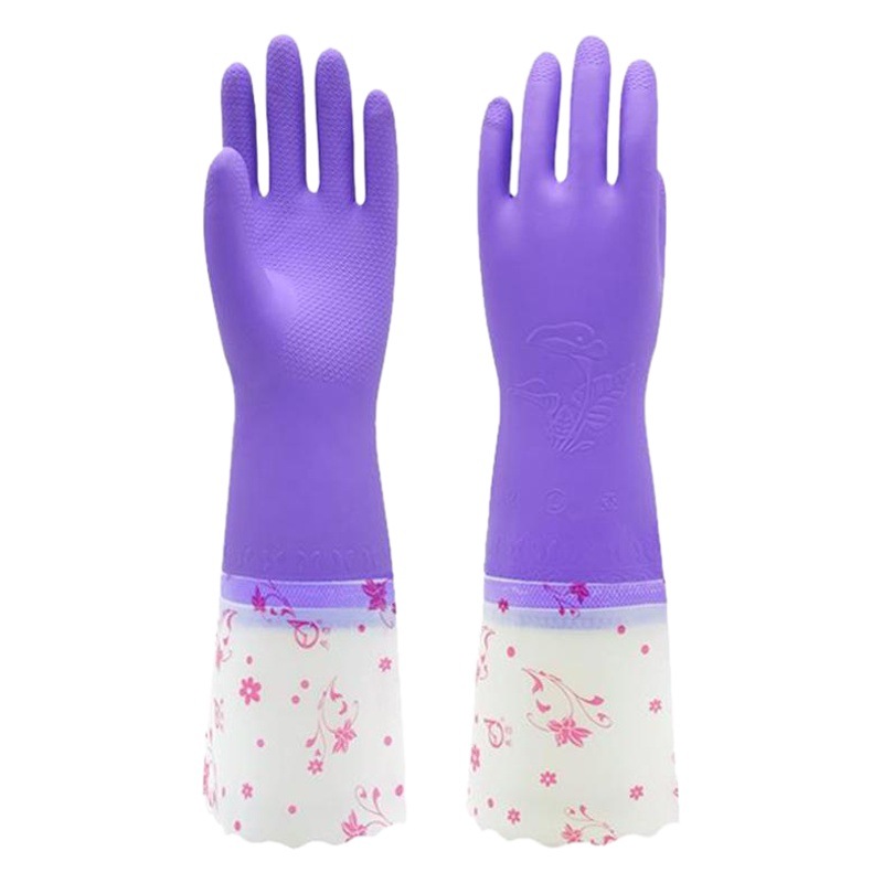 Fábrica al por mayor de Asia Oriental 808 flocado guantes de manga doméstica de nueva generación impermeable para lavar platos de cuero cómodo de limpieza